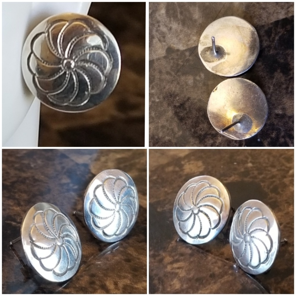 Beautiful South Western Concho  Flower Earrings - Picture 3 of 4